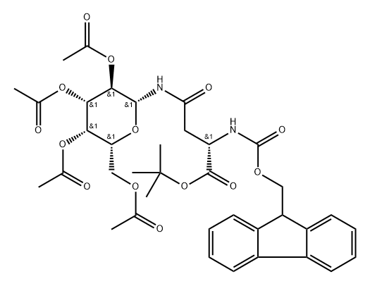 2,3,4,6-Tetra-O-acetyl-b-D-galactopyranosyl-(N2-Fmoc)-L-Asparagine tert-butyl ester Structure