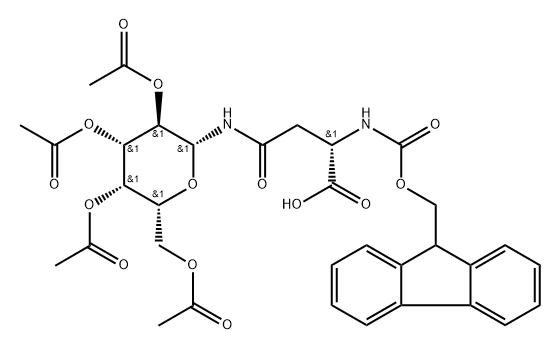 2,3,4,6-Tetra-O-acetyl-b-D-galactopyranosyl-(N2-Fmoc)-L-Asparagine Structure