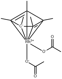 Rhodium, bis(acetato-κO)[(1,2,3,4,5-η)-1,2,3,4,5-pentamethyl-2,4-cyclopentadien-1-yl]- Structure