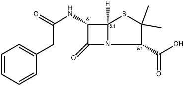 4-Thia-1-azabicyclo[3.2.0]heptane-2-carboxylic acid, 3,3-dimethyl-7-oxo-6-[(phenylacetyl)amino]-, [2S-(2α,5α,6α)]- (9CI) 구조식 이미지