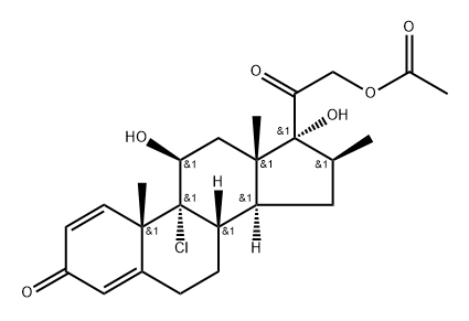 Pregna-1,4-diene-3,20-dione, 21-(acetyloxy)-9-chloro-11,17-dihydroxy-16-methyl-, (11β,16β)- 구조식 이미지