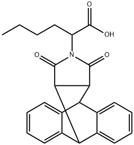 2-(16,18-dioxo-17-azapentacyclo[6.6.5.0~2,7~.0~9,14~.0~15,19~]nonadeca-2,4,6,9,11,13-hexaen-17-yl)hexanoic acid (non-preferred name) 구조식 이미지