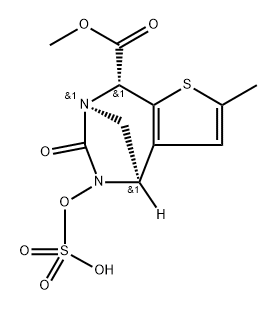 rel-8-Methyl (4R,7R,8R)-4,5,6,8-tetrahydro-2- methyl-6-oxo-5-(sulfooxy)-4,7-methano-7Hthieno[2,3-e][1,3]diazepine-8-carboxylate Structure