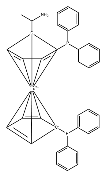 Ferrocene, 1-[(1S)-1-aminoethyl]-1',2-bis(diphenylphosphino)-, (2S)- Structure