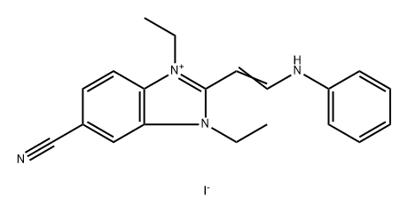 2-(2-anilinoethenyl)-1,3-diethyl-1,2-dihydrobenzimidazol-1-ium-5-carbonitrile,iodide Structure