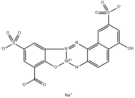 Trisodium (1-(3-carboxylato-2-oxido-5-sulfonatophenylazo)-5-hydroxy-7-sulfonatonaphthalen-2-amido)nickel(II) Structure