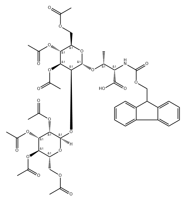 L-Threonine, N-[(9H-fluoren-9-ylmethoxy)carbonyl]-O-[3,4,6-tri-O-acetyl-2-O-(2,3,4,6-tetra-O-acetyl-α-D-mannopyranosyl)-α-D-mannopyranosyl]- Structure