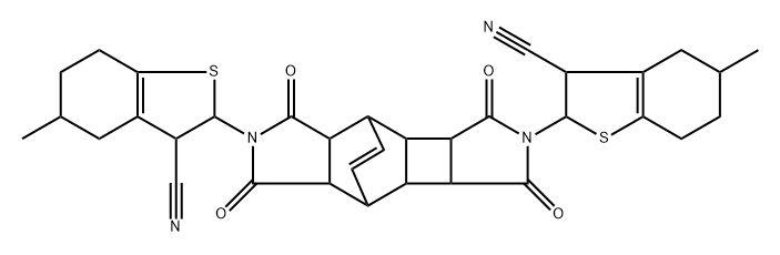 2-[12-(3-cyano-5-methyl-2,3,4,5,6,7-hexahydro-1-benzothien-2-yl)-4,6,11,13-tetraoxo-5,12-diazapentacyclo[7.5.2.0~2,8~.0~3,7~.0~10,14~]hexadec-15-en-5-yl]-5-methyl-2,3,4,5,6,7-hexahydro-1-benzothiophen
 e-3-carbonitrile Structure