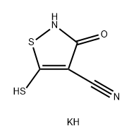 4-Isothiazolecarbonitrile, 2,3-dihydro-5-mercapto-3-oxo-, potassium salt (1:2) Structure