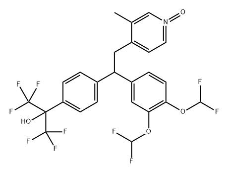 Benzenemethanol, 4-[1-[3,4-bis(difluoromethoxy)phenyl]-2-(3-methyl-1-oxido-4-pyridinyl)ethyl]-α,α-bis(trifluoromethyl)- Structure