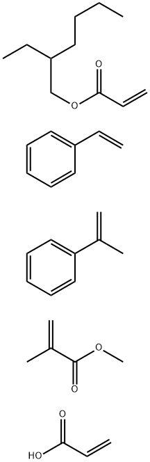 Methyl 2-methyl-2-propenoate polymer with ethenylbenzene, 2-ethylhexyl 2-propenoate, (1-methylethenyl)benzene and 2-propenoic acid, ammonium salt Structure