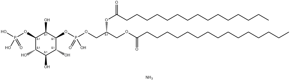 D-myo-Inositol, 1-[(2R)-2,3-bis[(1-oxohexadecyl)oxy]propyl hydrogen phosphate] 3-(dihydrogen phosphate), triammonium salt (9CI) Structure