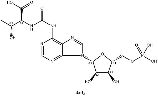 N-(퓨린-6-일카르바모일)-L-트레오닌리보뉴클레오시드5'-인산염 구조식 이미지