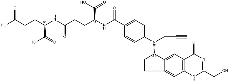 D-GlutaMic acid, N-[4-[2-propyn-1-yl[(6S)-4,6,7,8-tetrahydro-2-(hydroxyMethyl)-4-oxo-3H-cyclopenta[g]quinazolin-6-yl]aMino]benzoyl]-L-γ-glutaMyl-yl]aMino]benzoyl]-L-γ-glutaMyl- Structure