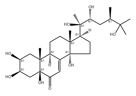 (22R,24R)-2β,3β,5,14,20,22,25-Heptahydroxy-5β-ergost-7-en-6-one 구조식 이미지