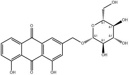 Aloe-emodin-3-(hydroxymethyl)-O-β-D-glucopyranoside 구조식 이미지