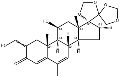 Pregna-4,6-dien-3-one, 11-hydroxy-2-(hydroxymethylene)-6,16-dimethyl-17,20:20,21-bis[methylenebis(oxy)]-, (11β,16α)- (9CI) Structure