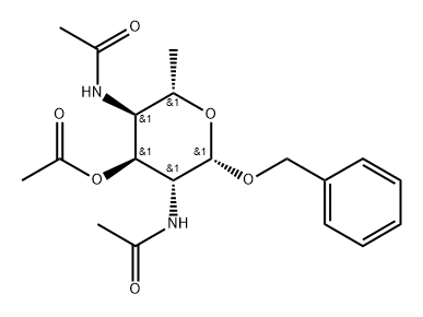 Phenylmethyl 3-O-acetyl-2,4-bis(acetylamino)-2,4,6-trideoxy-β-L-altropyranoside 구조식 이미지