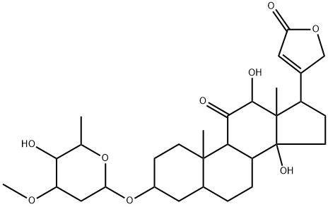 3β-[(3-O-Methyl-2,6-dideoxy-β-D-xylo-hexopyranosyl)oxy]-12β,14-dihydroxy-11-oxo-5β-card-20(22)-enolide Structure