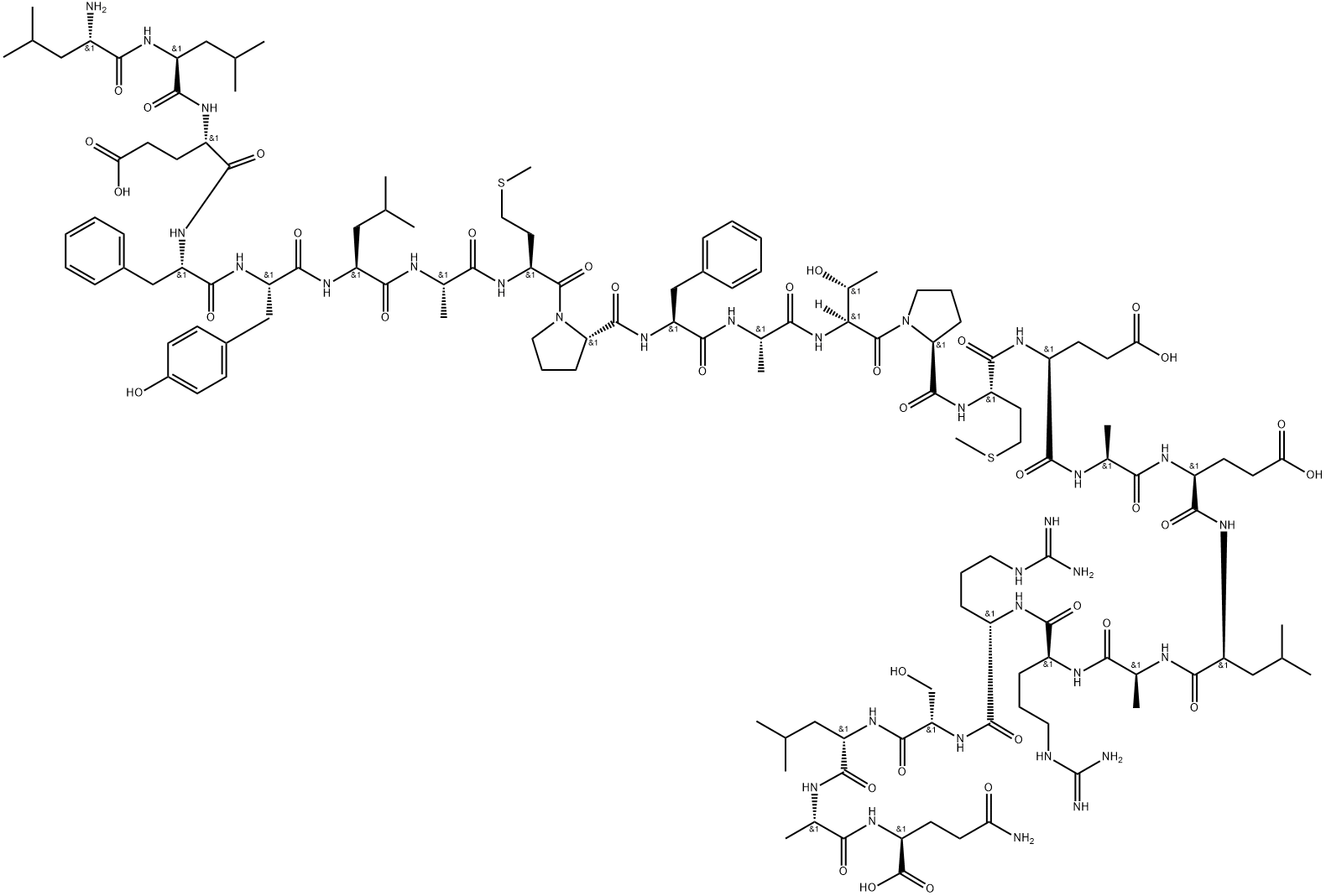 L-Glutamine, L-leucyl-L-leucyl-L-α-glutamyl-L-phenylalanyl-L-tyrosyl-L-leucyl-L-alanyl-L-methionyl-L-prolyl-L-phenylalanyl-L-alanyl-L-threonyl-L-prolyl-L-methionyl-L-α-glutamyl-L-alanyl-L-α-glutamyl-L-leucyl-L-alanyl-L-arginyl-L-arginyl-L-seryl-L-leucyl-L-alanyl- Structure