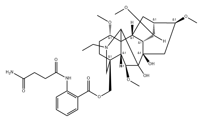 4-[[[2-[(4-Amino-1,4-dioxobutyl)amino]benzoyl]oxy]methyl]-20-ethyl-1α,6β,14α,16β-tetramethoxyaconitane-7,8-diol 구조식 이미지