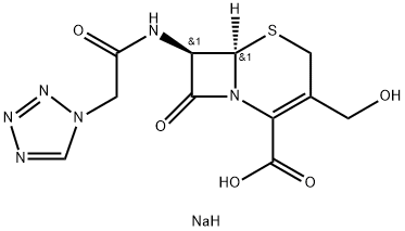 5-Thia-1-azabicyclo[4.2.0]oct-2-ene-2-carboxylic acid, 3-(hydroxymethyl)-8-oxo-7-[(1H-tetrazol-1-ylacetyl)amino]-, monosodium salt, (6R-trans)- (9CI) Structure