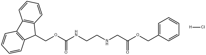 Glycine, N-[2-[[(9H-fluoren-9-ylmethoxy)carbonyl]amino]ethyl]-, phenylmethyl ester, hydrochloride (1:1) Structure