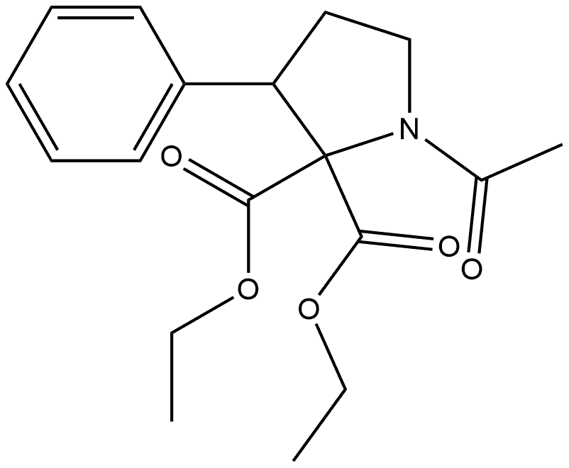 2,2-Pyrrolidinedicarboxylic acid, 1-acetyl-3-phenyl-, 2,2-diethyl ester Structure