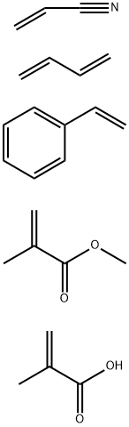 2-프로펜산,2-메틸-,1,3-부타디엔,에테닐벤젠,메틸2-메틸-2-프로페노에이트및2-프로펜니트릴중합체 구조식 이미지
