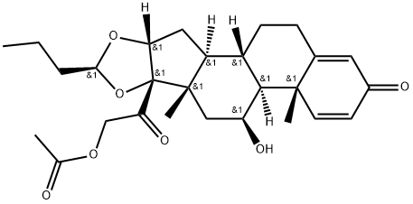 Pregna-1,4-diene-3,20-dione, 21-(acetyloxy)-16,17-[(1S)-butylidenebis(oxy)]-11-hydroxy-, (11β,16α)- Structure