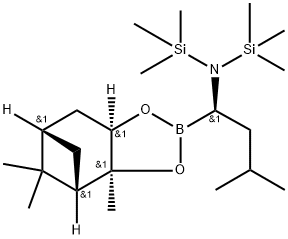 4,6-Methano-1,3,2-benzodioxaborole-2-MethanaMine,hexahydro-3a,5,5-triMethyl-a-(2-Methylpropyl)-N,N-bis(triMethylsilyl)-,(aR,3aS,4S,6S,7aR)- Structure