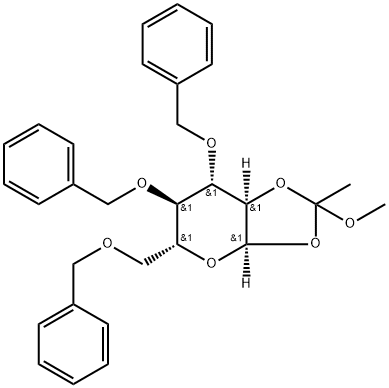 α-D-Glucopyranose, 1,2-O-(1-Methoxyethylidene)-3,4,6-tris-O-(phenylMethyl)- Structure