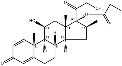 Pregna-1,4-diene-3,20-dione, 9-bromo-11,21-dihydroxy-16-methyl-17-(1-oxopropoxy)-, (11β,16β)- (9CI) Structure