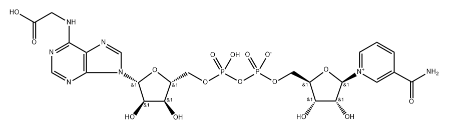 Glycine, N-[9-[5-O-[hydroxy(phosphonooxy)phosphinyl]-β-D-ribofuranosyl]-9H-purin-6-yl]-, P'→5'-ester with 3-(aminocarbonyl)-1-β-D-ribofuranosylpyridinium, inner salt Structure