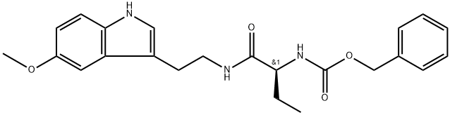 Carbamic acid, [1-[[2-(5-methoxyindol-3-yl)ethyl]carbamoyl]propyl]-, benzyl ester, L- (8CI) Structure