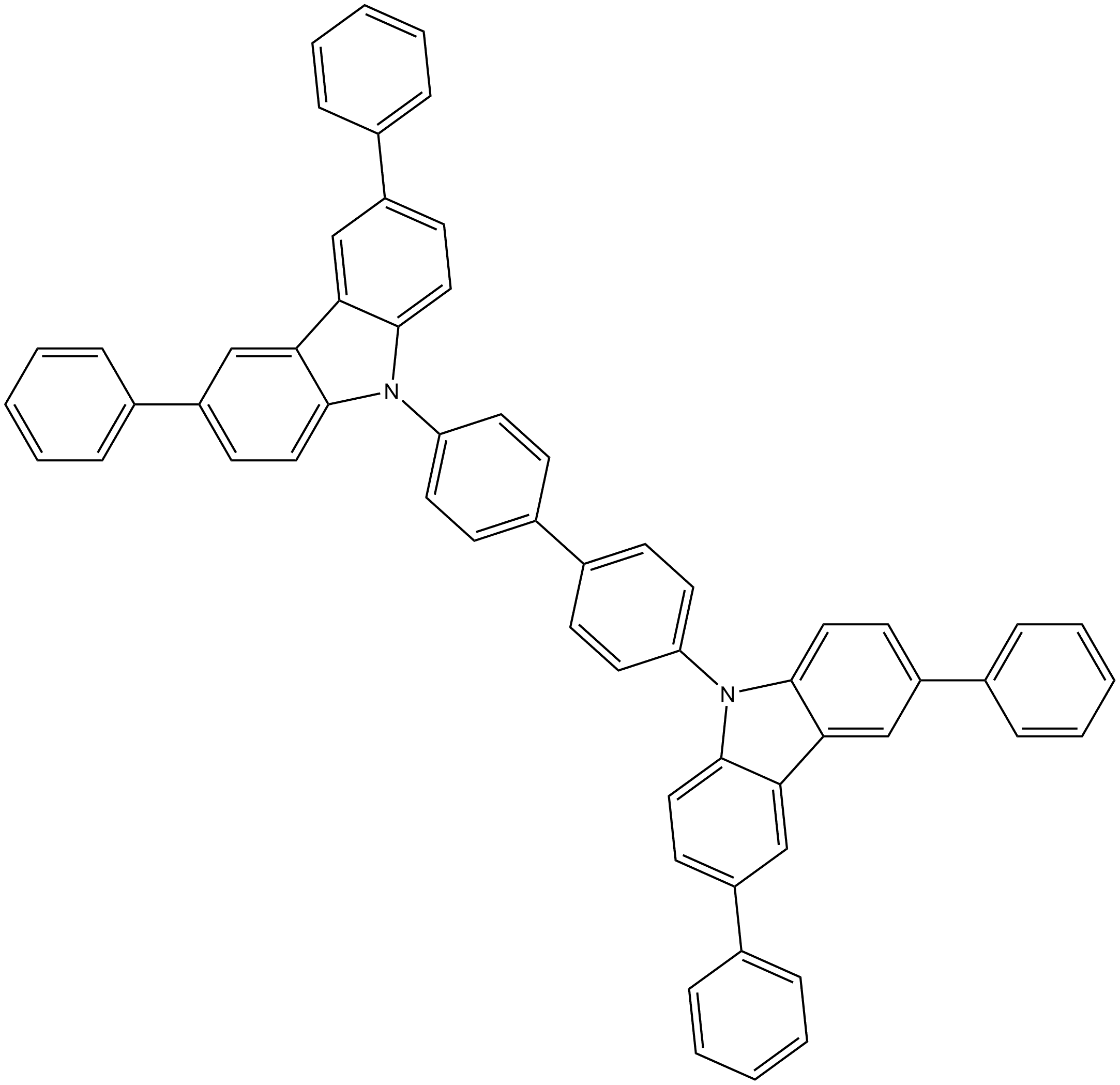 9H-Carbazole, 9,9'-[1,1'-biphenyl]-4,4'-diylbis[3,6-diphenyl- (9CI) Structure