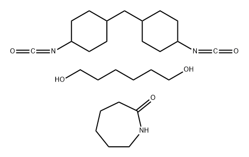 2H-Azepin-2-one, hexahydro-, polymer with 1,6-hexanediol and 1,1'-methylenebis[4-isocyanatocyclohexane] 2-Oxohexamethyleneimine, 1,6-hexanediol, methylene bis(4-cyclohexylisocyanate) polymer 구조식 이미지
