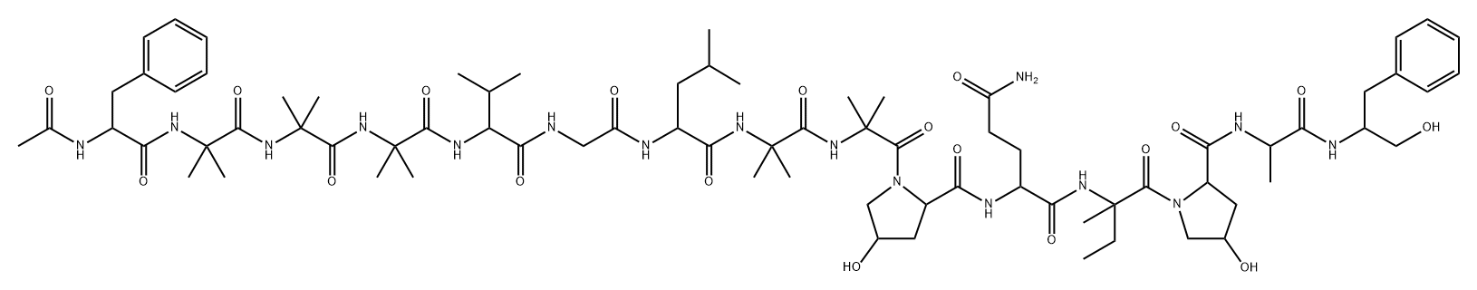 L-Alaninamide, N-acetyl-L-phenylalanyl-2-methylalanyl-2-methylalanyl-2-methylalanyl-L-valylglycyl-L-leucyl-2-methylalanyl-2-methylalanyl-(4R)-4-hydroxy-L-prolyl-L-glutaminyl-D-isovalyl-(4R)-4-hydroxy-L-prolyl-N-[(1S)-1-(hydroxymethyl)-2-phenylethyl]- Structure