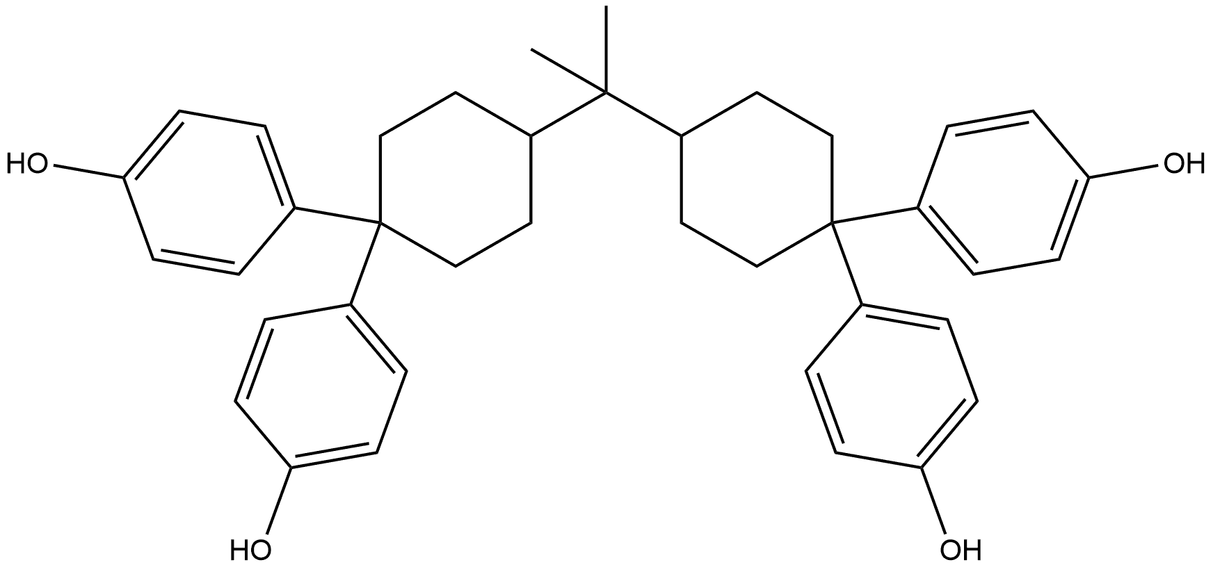 Phenol, 4,4',4'',4'''-[(1-methylethylidene)di-4-cyclohexanyl-1-ylidene]tetrakis- Structure