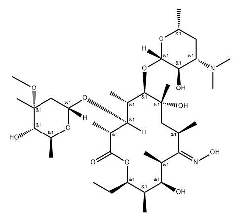 Erythromycin  B Oxime/(3R,4S,5S,6R,7R,9R,11S,12R,13R,14R,E)-6-(((2S,3R,4S,6R)-4-(dimethylamino)-3-hydroxy-6-methyltetrahydro-2H-pyran-2-yl)oxy)-14-ethyl-7,12-dihydroxy-4-(((2R,4R,5S,6S)-5-hydroxy-4-methoxy-4,6-dimethyltetrahydro-2H-pyran-2-yl)oxy)-10-(hydroxyimino)-3,5,7,9,11,13-hexamethyloxacyclotetradecan-2-one Structure