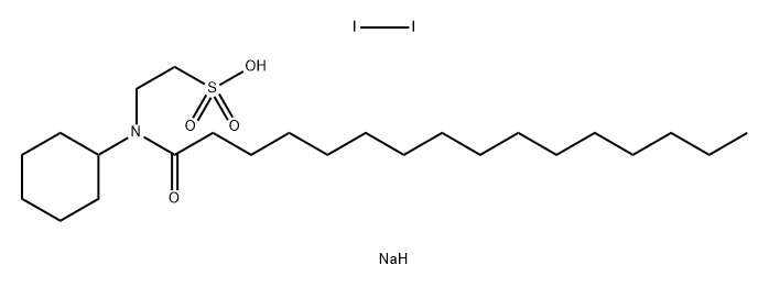 Sodium N-cyclohexyl-N-palmitoyl taurate - iodine complex Structure