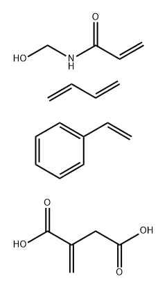 Butanedioic acid, methylene-, polymer with 1,3-butadiene, ethenylbenzene and N-(hydroxymethyl)-2-propenamide Butanedioic acid,methylene-,polymer with 1,3-butadiene,ethenylbenzene and N-(hydroxymethyl)-2-propenamide Structure