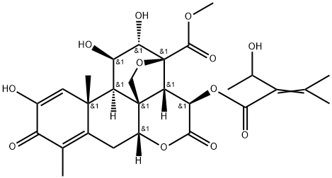 13,20-Epoxy-2,11β,12α-trihydroxy-15β-[[2-(1-hydroxyethyl)-3-methyl-1-oxo-2-butenyl]oxy]-3,16-dioxopicrasa-1,4-dien-21-oic acid methyl ester 구조식 이미지