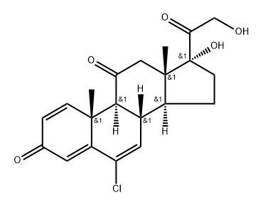 (8S,9S,10R,13S,14S,17R)-6-Chloro-17-hydroxy-17-(2-hydroxyacetyl)-10,13-dimethyl-9,10,12,13,14,15,16,17-octahydro-3H-cyclopenta[a]phenanthrene-3,11(8H)-dione 구조식 이미지