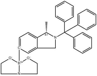 Boron, [(1S)-2,3-dihydro-1-methyl-2-(triphenylmethyl)-1H-isoindol-5-yl][[2,2'-(imino-κN)bis[ethanolato-κO]](2-)]-, (T-4)- Structure