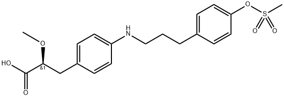 Benzenepropanoic acid, α-methoxy-4-[[3-[4-[(methylsulfonyl)oxy]phenyl]propyl]amino]-, (αS)- Structure