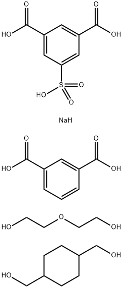 1,3-Benzenedicarboxylic acid, 5-sulfo-, sodium salt (1:1), polymer with 1,3-benzenedicarboxylic acid, 1,4-cyclohexanedimethanol and 2,2'-oxybis[ethanol] Structure