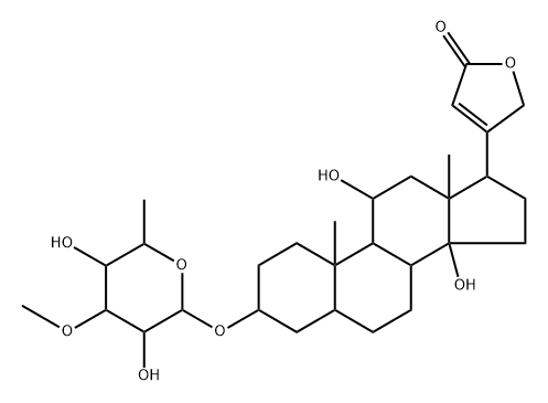 3β-[(6-Deoxy-3-O-methyl-D-galactopyranosyl)oxy]-11α,14-dihydroxy-5β-card-20(22)-enolide 구조식 이미지