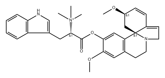 1,2,6,7-Tetradehydro-3β,16-dimethoxyerythrinan-15-ol [(S)-α-trimethylammonio-1H-indole-3-propanoate] 구조식 이미지