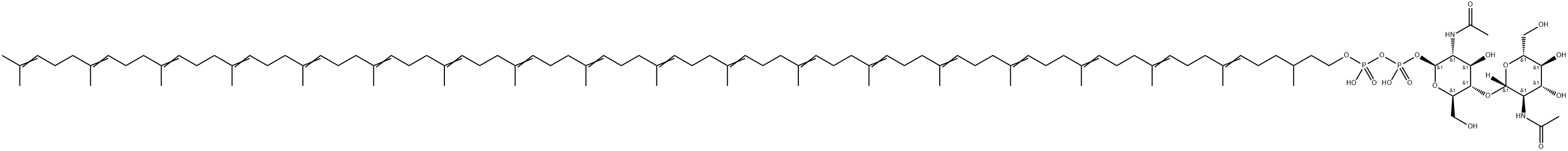 P'-di-N-acetylchitobiosyl-P(2)-dolichylpyrophosphate Structure